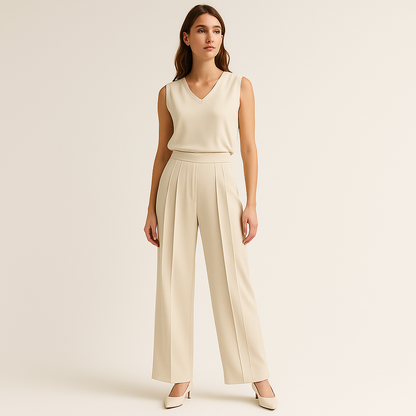Pleated High-Waist Trousers | Flowing Wide Leg | Contemporary Minimalism