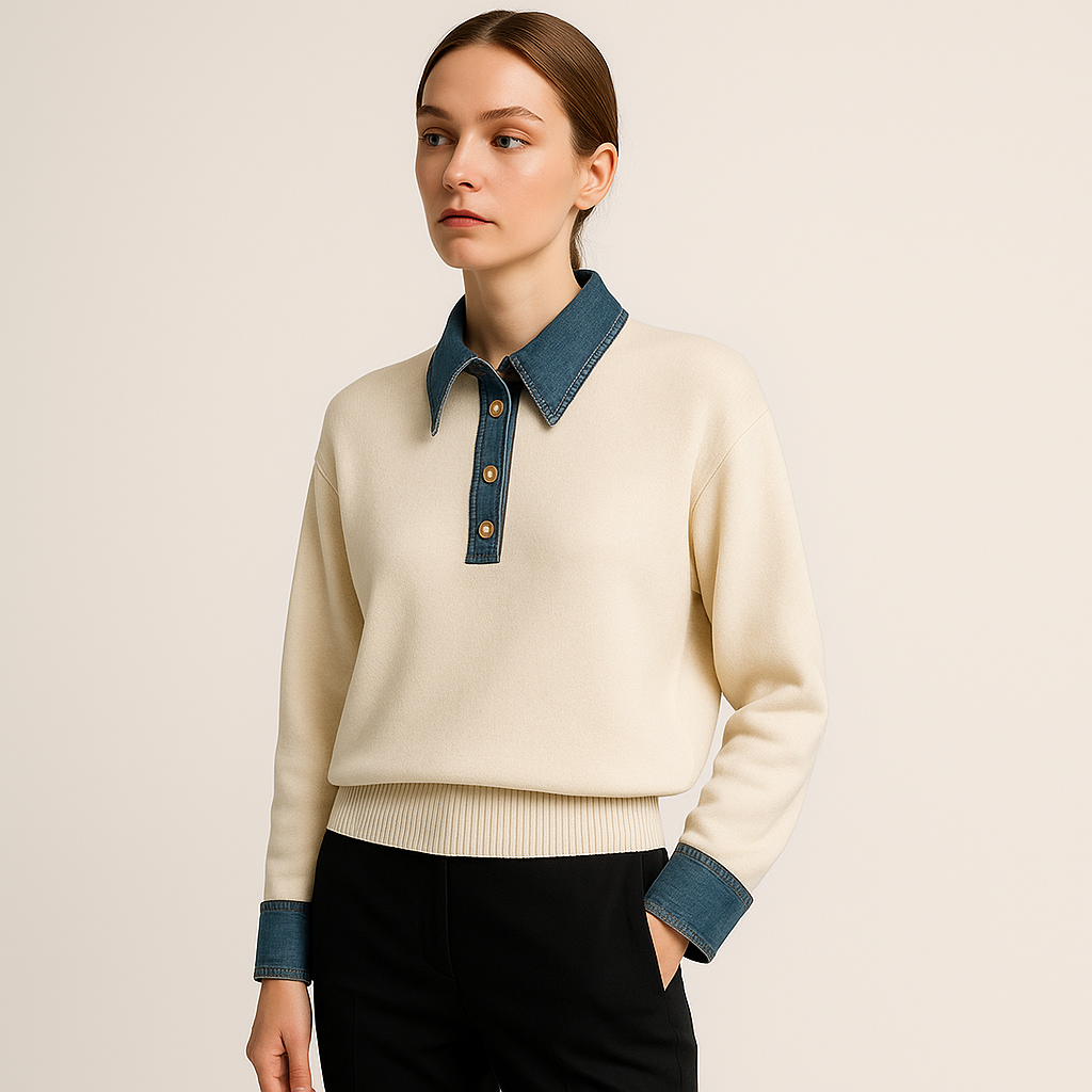 Denim Contrast Knit | Cotton Blend | Effortless Modern Streetwear