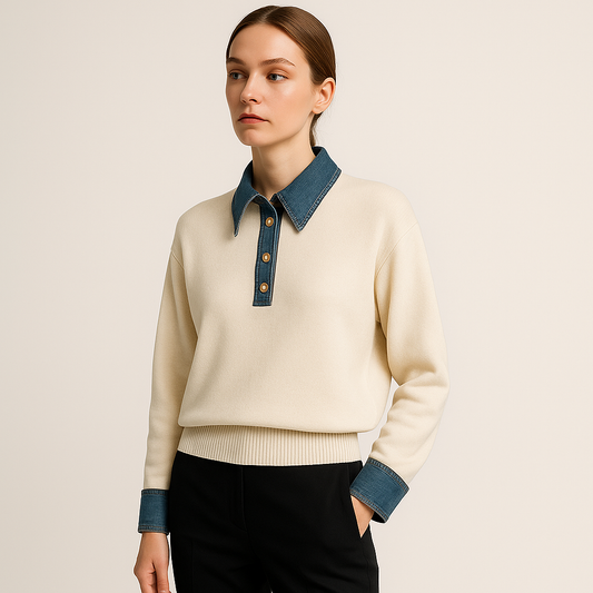 Denim Contrast Knit | Cotton Blend | Effortless Modern Streetwear