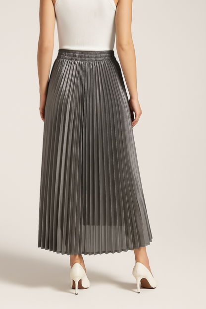 Étoile Pleated Maxi Skirt | High Waist Elastic Fit