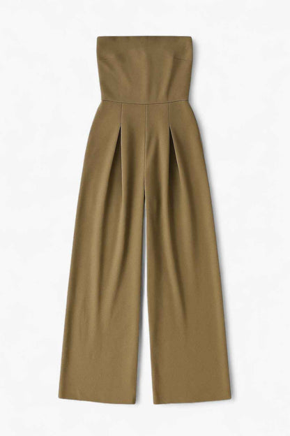 Strapless Wide Leg Jumpsuit | High Waist Structured Bodice Summer