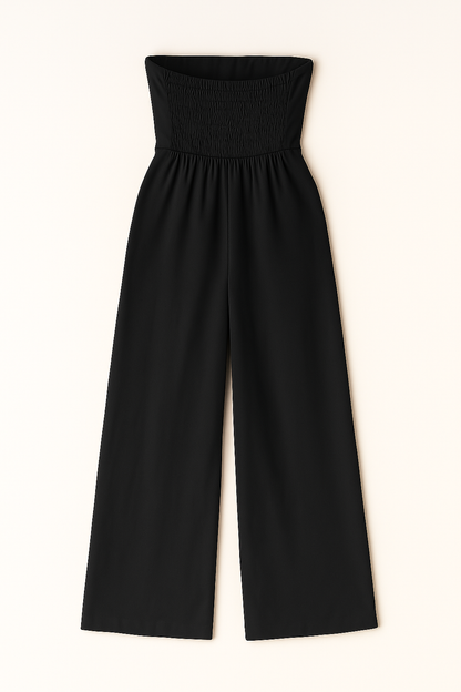 Strapless Wide Leg Jumpsuit | High Waist Structured Bodice Summer