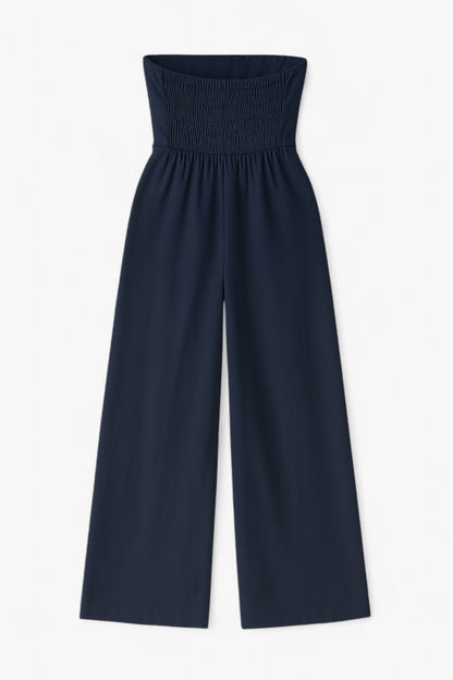 Strapless Wide Leg Jumpsuit | High Waist Structured Bodice Summer