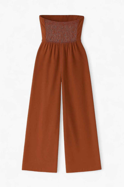 Strapless Wide Leg Jumpsuit | High Waist Structured Bodice Summer