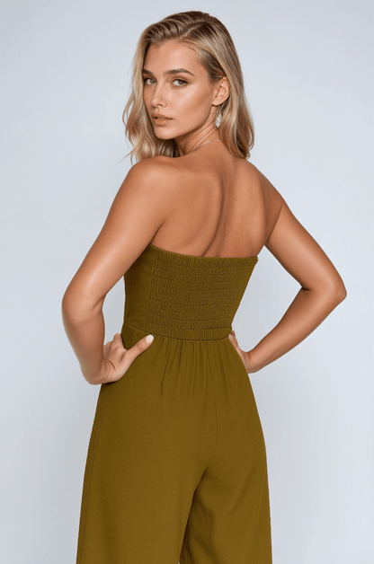 Strapless Wide Leg Jumpsuit | High Waist Structured Bodice Summer