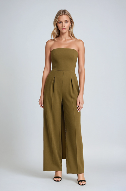 Strapless Wide Leg Jumpsuit | High Waist Structured Bodice Summer