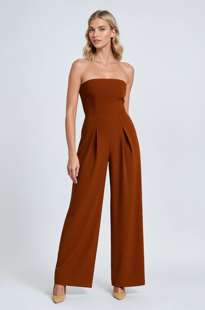 Strapless Wide Leg Jumpsuit | High Waist Structured Bodice Summer