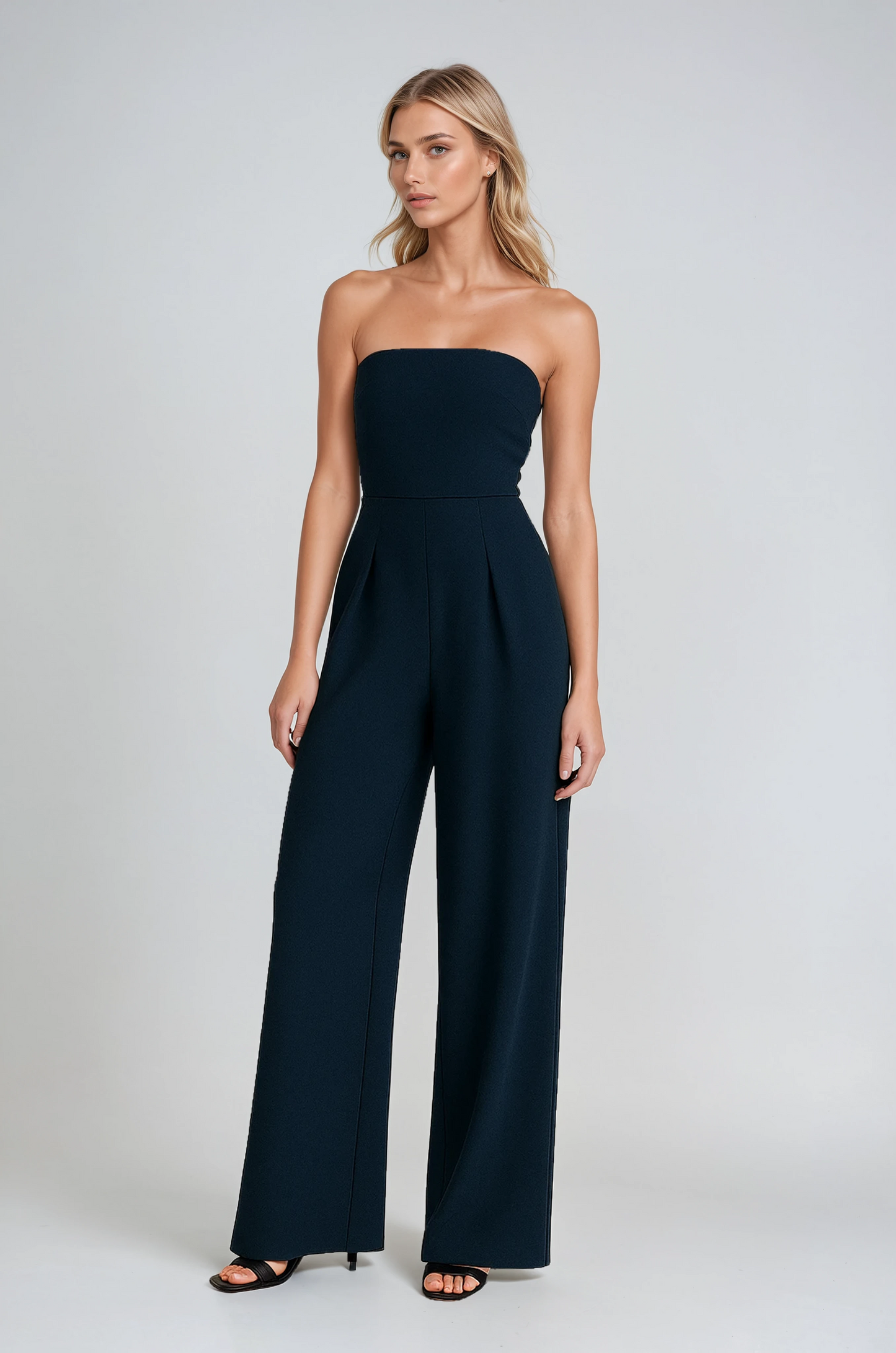 Strapless Wide Leg Jumpsuit | High Waist Structured Bodice Summer