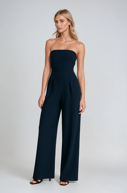 Strapless Wide Leg Jumpsuit | High Waist Structured Bodice Summer