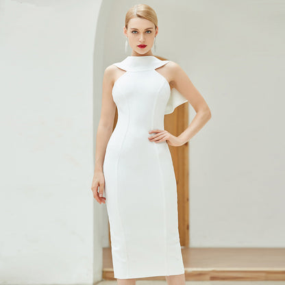 Bandage Dress Evening Dress Bandagedress White Tight Strappy Bow Midi Dress Performance Dress
