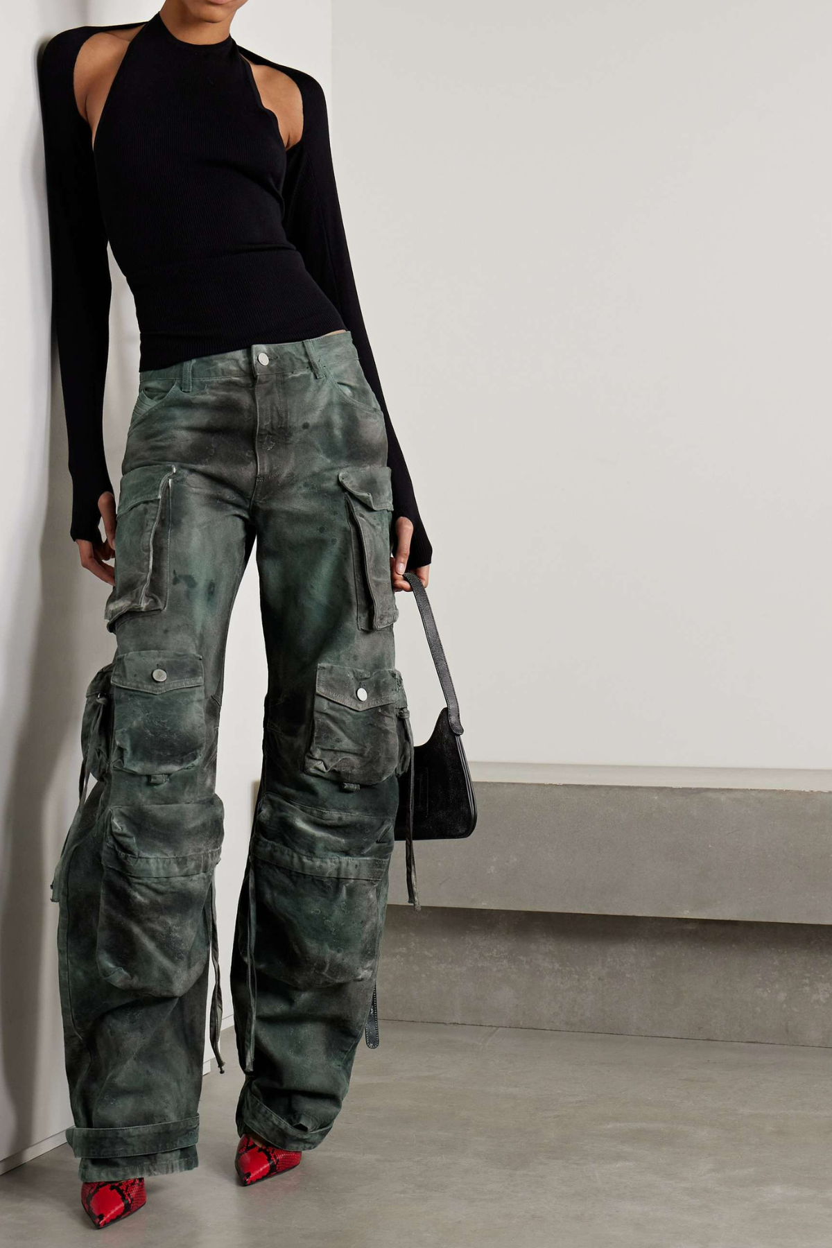 Kynlee Distressed Cargo Denim Jeans