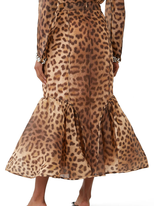 Leopard Panelled Pencil Skirt