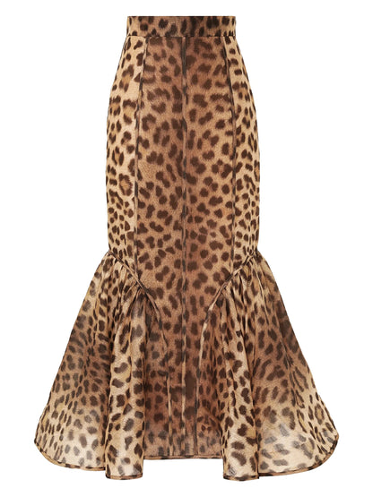 Leopard Panelled Pencil Skirt