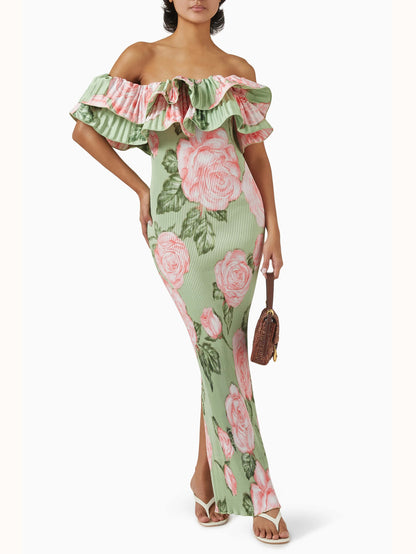 Premiere Pleated One-shoulder Gown