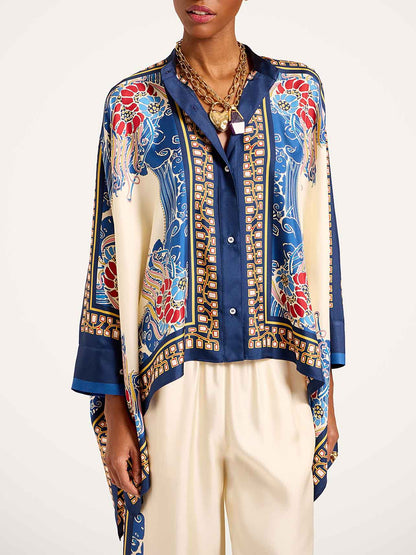 Elegant Bohemian Print Kimono Shirt Two-Piece Set