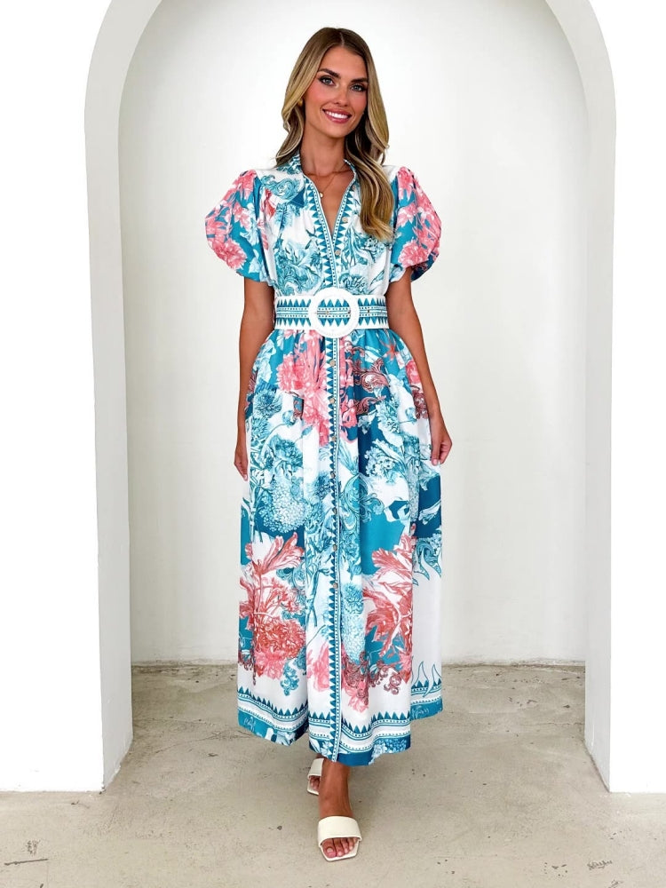 Positioning Tie Print Dress