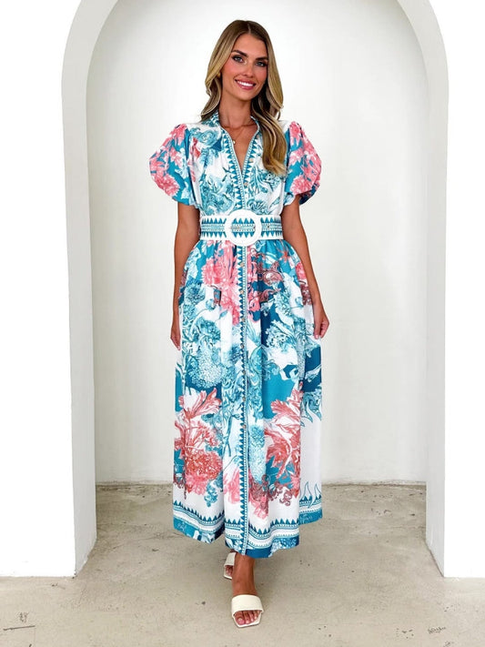 Positioning Tie Print Dress