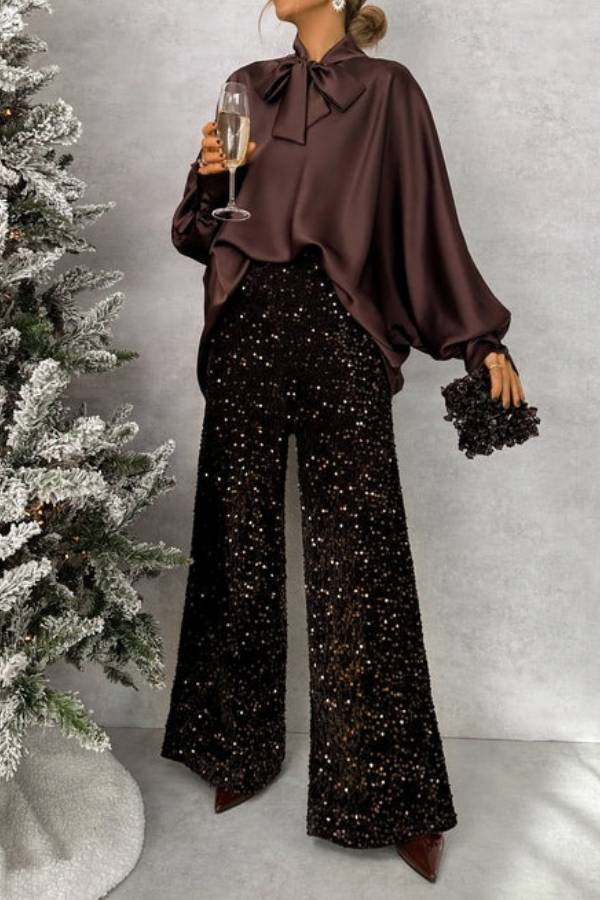 CHOCOLATE SEQUIN PANTS