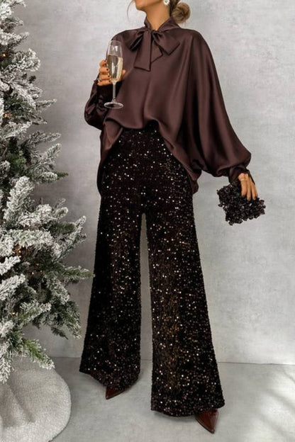 CHOCOLATE SEQUIN PANTS