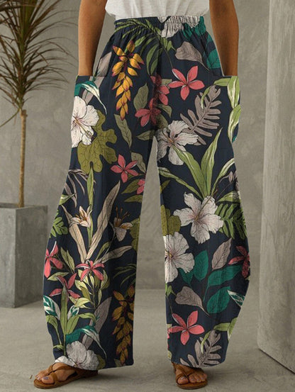 Street Oil Painting High Waist Wide Leg Pants