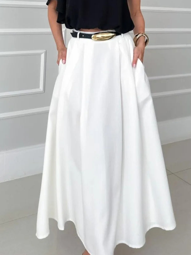 Elegant Asymmetrical Collar Shirt & Skirt Two-Piece Set