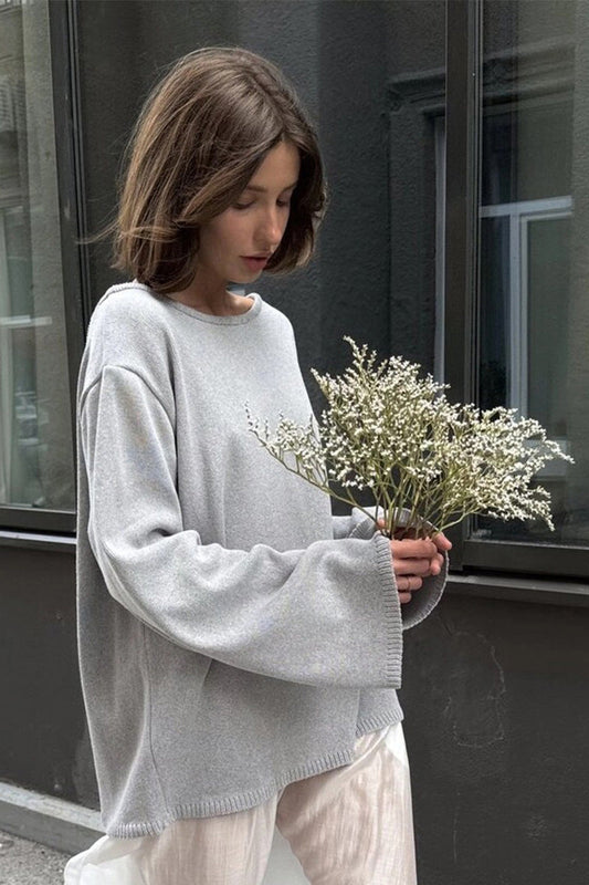 Hidden Open-Back Lazy Sweater