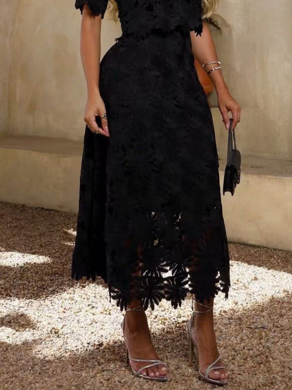 Elegant Lace-Collar Single-Breasted Short Shirt