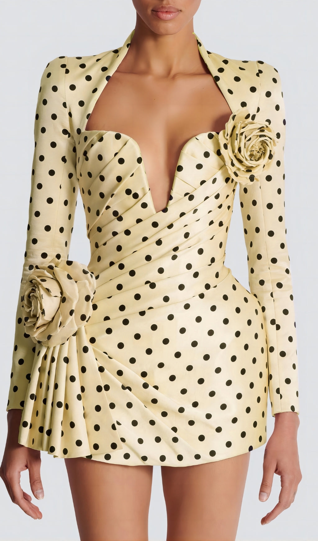 Polka Dot Satin Mini Dress – Floral Party Fit