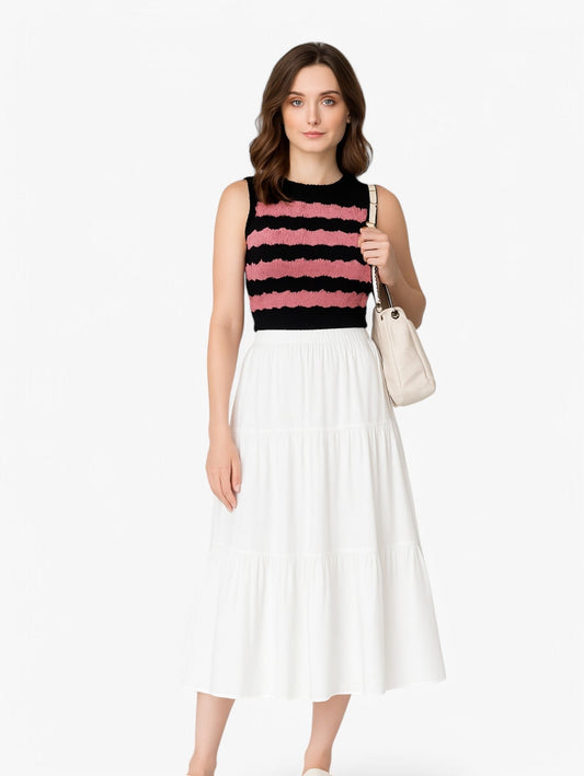Tiered Midi Skirt | High Waist | Summer A-line Silhouette