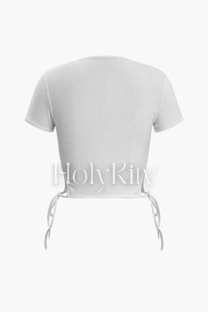 Short Sleeve Cut Out Side Crop T-Shirt
