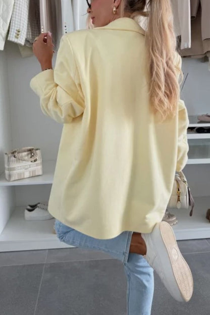 Solid Color Casual Lapel Long Sleeve Oversized Blazer
