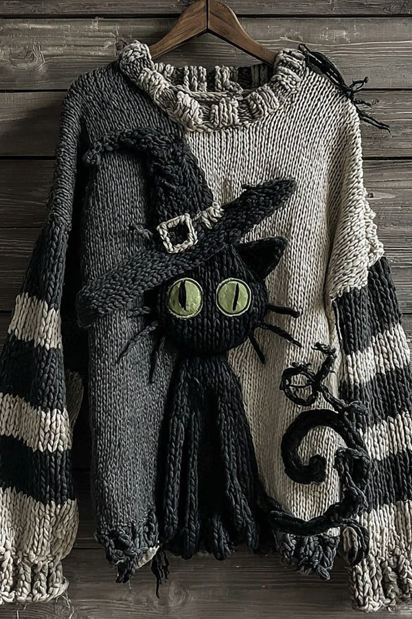 Halloween Print Loose Round Neck Long Sleeve Casual Sweatshirt