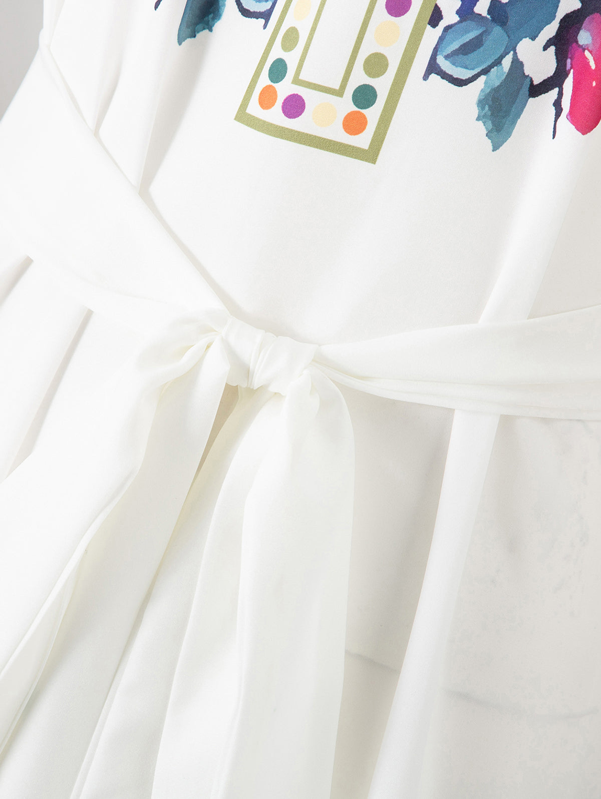 Taseel Detail Floral Print Belt Boho Midi Dress