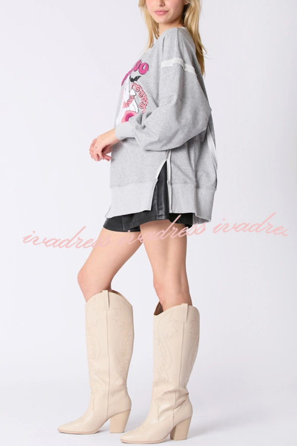 Halloween Cartoon Ghost Sequin Loose Casual Sweatshirt