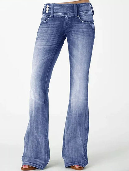 Vintage Light Washed Distressed Pocket Flare Leg Pants