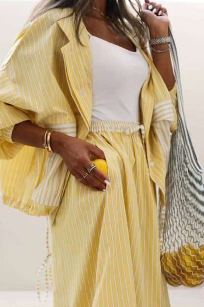 Yellow striped casual set