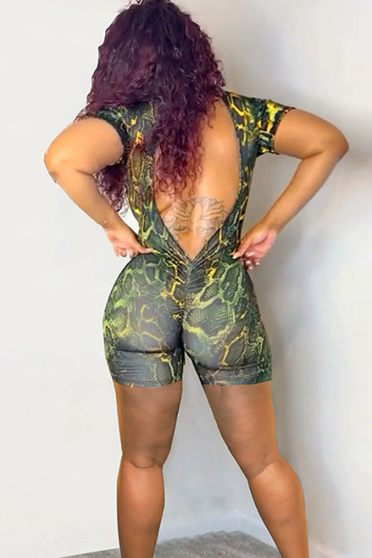 Dreamy Pink-Brown Open-Back Jumpsuit