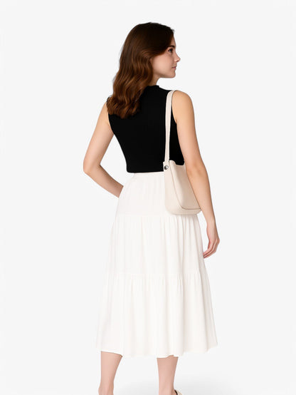Tiered Midi Skirt | High Waist | Summer A-line Silhouette