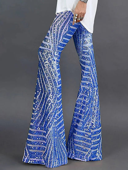 Fashion Sequin High Waist Flared Leg Pants