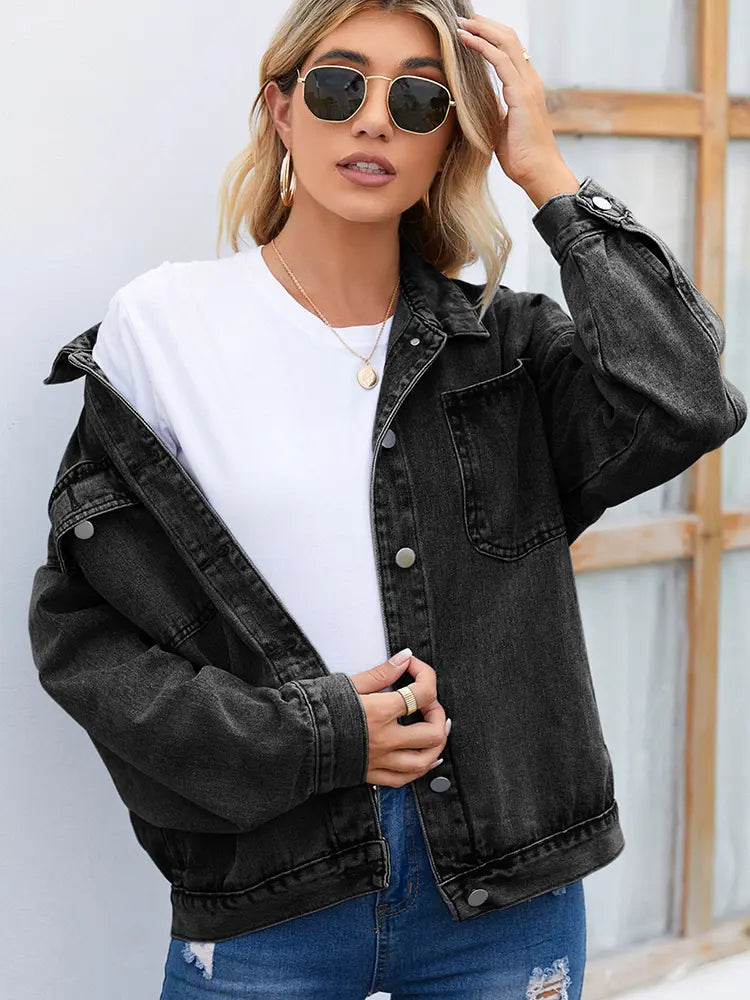 Women__ Vintage Washed Denim Jacket