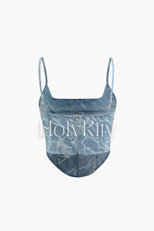 Square Neck Denim Cami Top