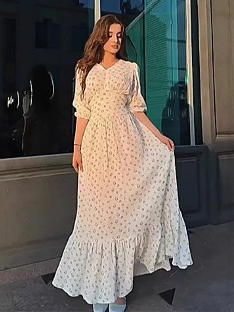 Vintage Inspired Tea Maxi  Dress