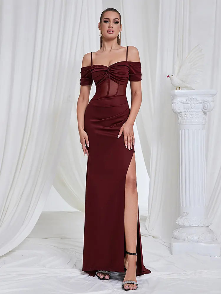 Sexy Strapless Cutout Slit Dress
