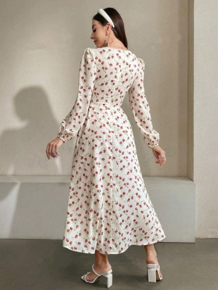 Floral Wrap Midi Dress