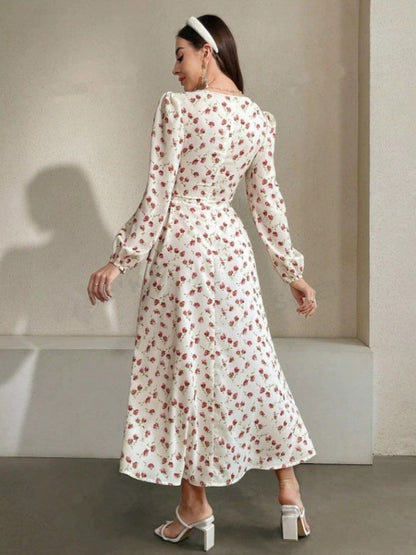 Floral Wrap Midi Dress