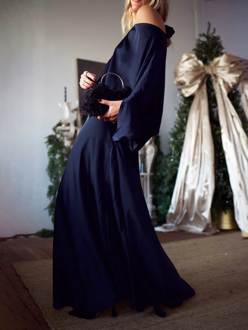 Exquisite Satin Pleated Shirt and High-Waist Maxi Skirt Set