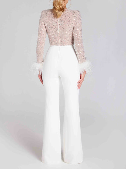 Elegant High-neck Sequined Jumpsuit