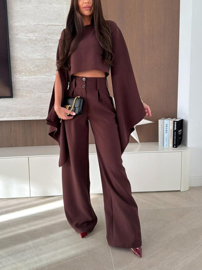 Exquisite Asymmetrical Flared Sleeve Loose Top