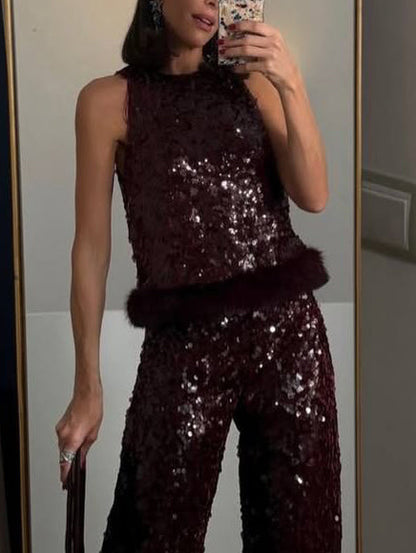 Exquisite Sequined Two-Piece Set