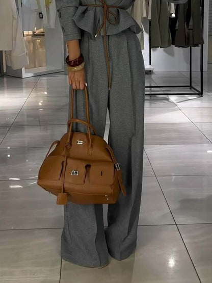 Classic Lapel Button-Detail Cropped Jacket